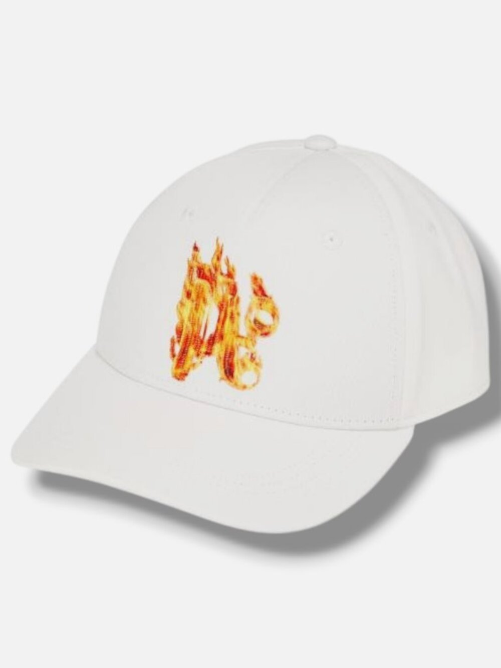 Palm Angels Men's White Burning Logo-Embroidered Cotton Baseball Cap Hat OS
